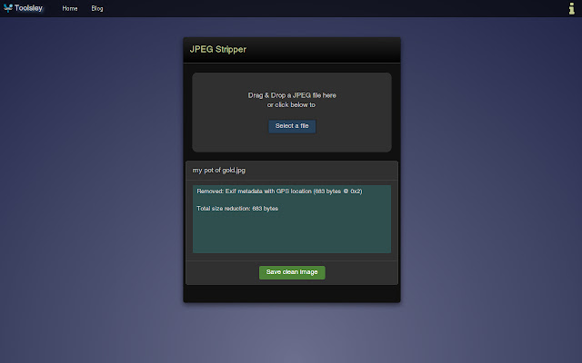 Toolsley JPEG Stripper from Chrome web store to be run with OffiDocs Chromium online Toolsley JPEG Stripper from Chrome web store to be run with OffiDocs Chromium online