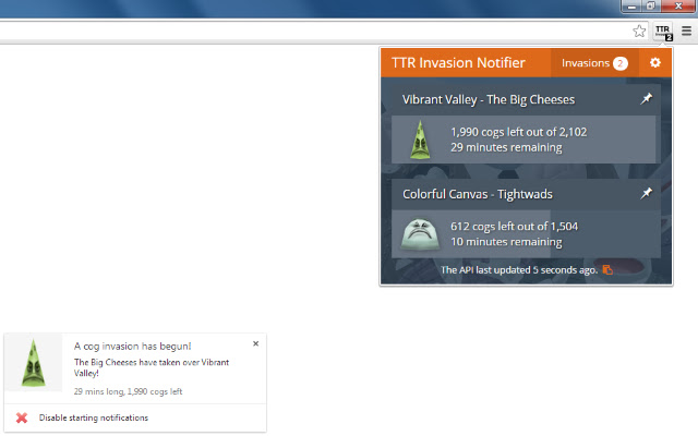 Toontown Rewritten Invasion Notifier from Chrome web store to be run with OffiDocs Chromium online Toontown Rewritten Invasion Notifier from Chrome web store to be run with OffiDocs Chromium online