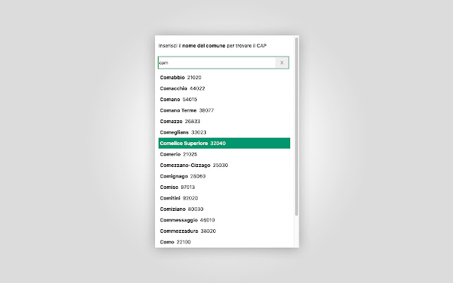 Trova CAP from Chrome web store to be run with OffiDocs Chromium online Trova CAP from Chrome web store to be run with OffiDocs Chromium online