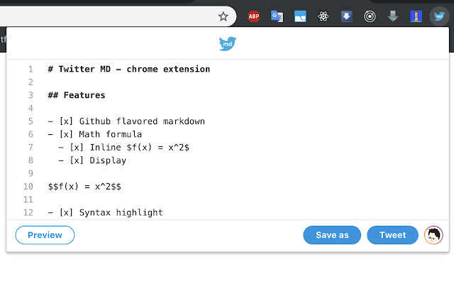 Twitter MD from Chrome web store to be run with OffiDocs Chromium online Twitter MD from Chrome web store to be run with OffiDocs Chromium online
