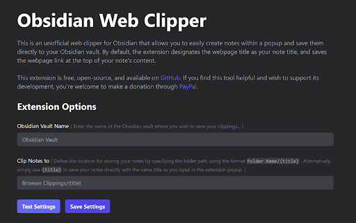 Unofficial Obsidian Web Clipper from Chrome web store to be run with OffiDocs Chromium online Unofficial Obsidian Web Clipper from Chrome web store to be run with OffiDocs Chromium online