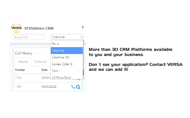 VERSAVoice CRM Integration from Chrome web store to be run with OffiDocs Chromium online VERSAVoice CRM Integration from Chrome web store to be run with OffiDocs Chromium online