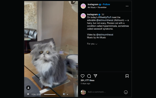 Video Control for Instagram from Chrome web store to be run with OffiDocs Chromium online Video Control for Instagram from Chrome web store to be run with OffiDocs Chromium online