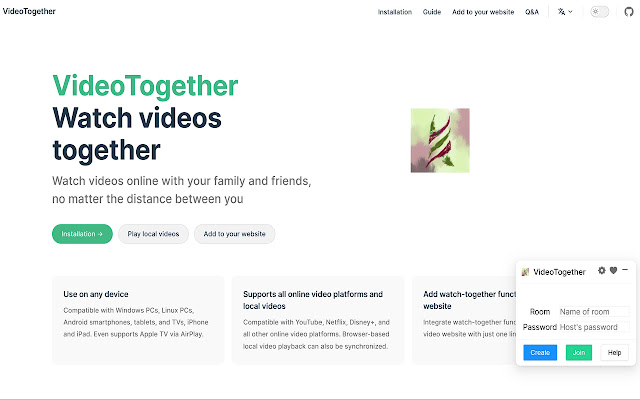 VideoTogether from Chrome web store to be run with OffiDocs Chromium online VideoTogether from Chrome web store to be run with OffiDocs Chromium online