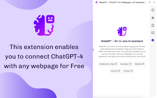 WebGPT ChatGPT for Webpages, Free AI Copilot by ChatGPT 4 from Chrome web store to be run with OffiDocs Chromium online WebGPT ChatGPT for Webpages, Free AI Copilot by ChatGPT 4 from Chrome web store to be run with OffiDocs Chromium online