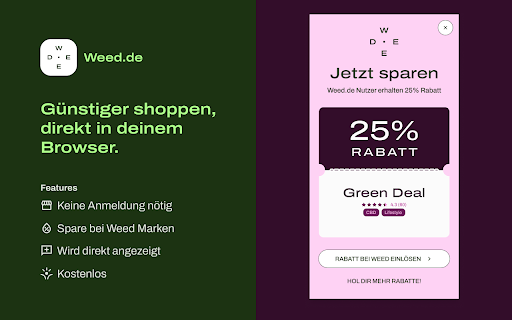Weed.de Cannabis Rabatt Finder from Chrome web store to be run with OffiDocs Chromium online Weed.de Cannabis Rabatt Finder from Chrome web store to be run with OffiDocs Chromium online