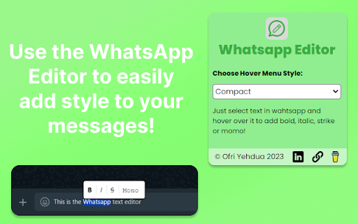 WhatsApp Editor from Chrome web store to be run with OffiDocs Chromium online WhatsApp Editor from Chrome web store to be run with OffiDocs Chromium online