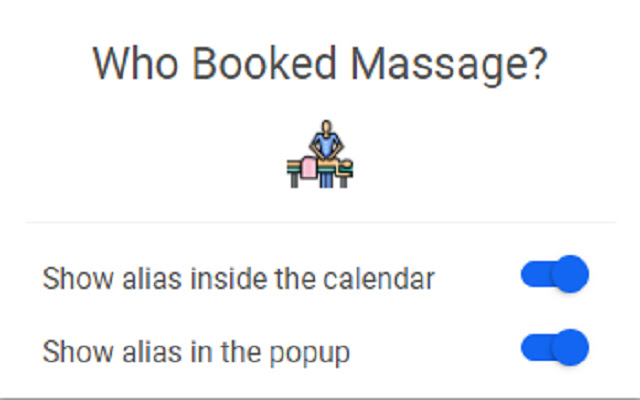 Who Booked Massage from Chrome web store to be run with OffiDocs Chromium online Who Booked Massage from Chrome web store to be run with OffiDocs Chromium online