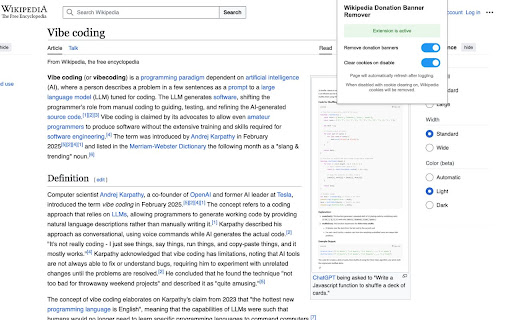 Wikipedia Donation Banner Remover from Chrome web store to be run with OffiDocs Chromium online Wikipedia Donation Banner Remover from Chrome web store to be run with OffiDocs Chromium online