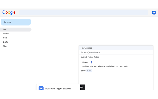 Workspace Snippet Expander from Chrome web store to be run with OffiDocs Chromium online Workspace Snippet Expander from Chrome web store to be run with OffiDocs Chromium online