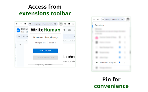 WriteHuman History Replay for Google Docs from Chrome web store to be run with OffiDocs Chromium online WriteHuman History Replay for Google Docs from Chrome web store to be run with OffiDocs Chromium online