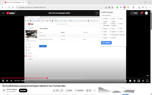 YouSub from Chrome web store to be run with OffiDocs Chromium online YouSub from Chrome web store to be run with OffiDocs Chromium online