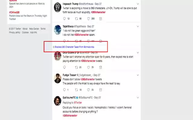 Block280 Hide annoying 280 character tweets from Chrome web store to be run with OffiDocs Chromium online Block280 Hide annoying 280 character tweets from Chrome web store to be run with OffiDocs Chromium online