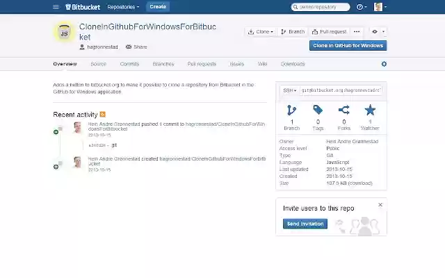 Clone in GitHub for Windows for Bitbucket from Chrome web store to be run with OffiDocs Chromium online Clone in GitHub for Windows for Bitbucket from Chrome web store to be run with OffiDocs Chromium online