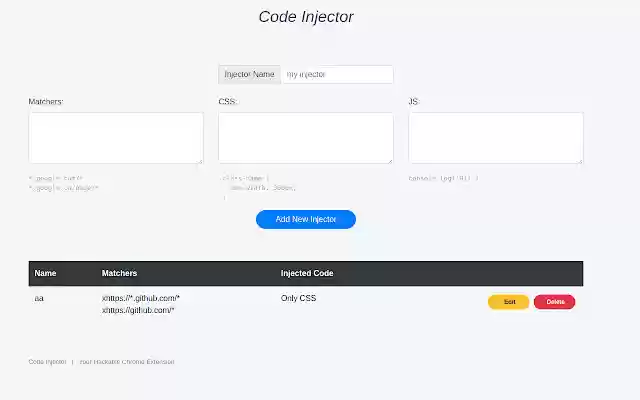 Code Injector from Chrome web store to be run with OffiDocs Chromium online Code Injector from Chrome web store to be run with OffiDocs Chromium online