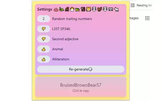 Cool Username Generator from Chrome web store to be run with OffiDocs Chromium online Cool Username Generator from Chrome web store to be run with OffiDocs Chromium online