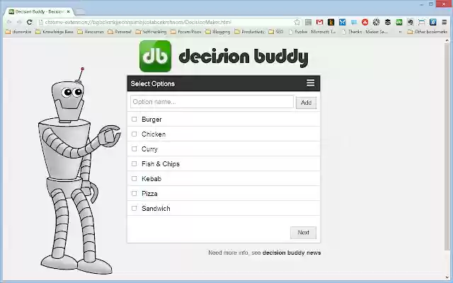 Decision Buddy from Chrome web store to be run with OffiDocs Chromium online Decision Buddy from Chrome web store to be run with OffiDocs Chromium online
