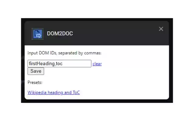 DOM2DOC from Chrome web store to be run with OffiDocs Chromium online DOM2DOC from Chrome web store to be run with OffiDocs Chromium online