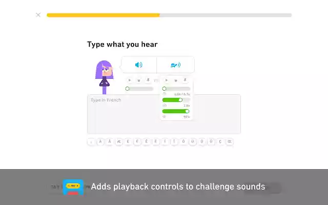 Duolingo TTS Controls from Chrome web store to be run with OffiDocs Chromium online Duolingo TTS Controls from Chrome web store to be run with OffiDocs Chromium online
