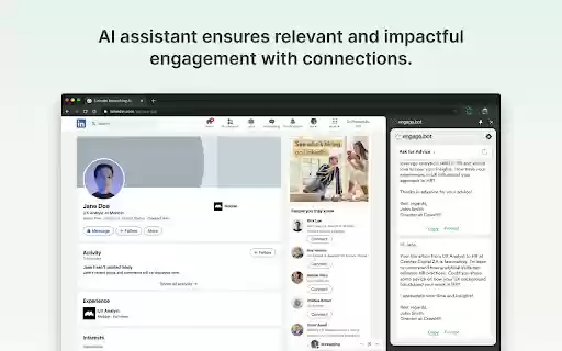 Engage.Bot LinkedIn Messaging AI Assistant from Chrome web store to be run with OffiDocs Chromium online Engage.Bot LinkedIn Messaging AI Assistant from Chrome web store to be run with OffiDocs Chromium online