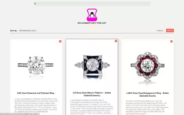 Engagement Ring Wish List from Chrome web store to be run with OffiDocs Chromium online Engagement Ring Wish List from Chrome web store to be run with OffiDocs Chromium online