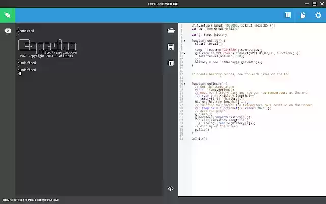 Espruino Web IDE from Chrome web store to be run with OffiDocs Chromium online Espruino Web IDE from Chrome web store to be run with OffiDocs Chromium online