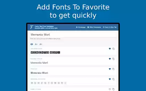 Fancy Text Font Generator from Chrome web store to be run with OffiDocs Chromium online Fancy Text Font Generator from Chrome web store to be run with OffiDocs Chromium online