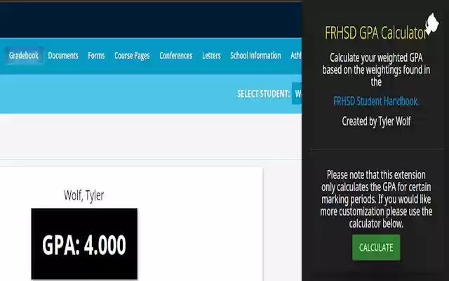 FRHSD GPA Calculator from Chrome web store to be run with OffiDocs Chromium online FRHSD GPA Calculator from Chrome web store to be run with OffiDocs Chromium online