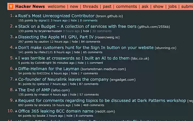HackerNews Dark Mode from Chrome web store to be run with OffiDocs Chromium online HackerNews Dark Mode from Chrome web store to be run with OffiDocs Chromium online