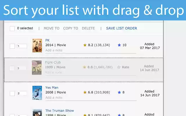 IMDb Sort List from Chrome web store to be run with OffiDocs Chromium online IMDb Sort List from Chrome web store to be run with OffiDocs Chromium online
