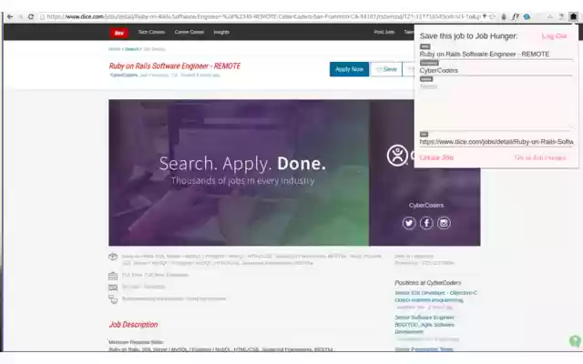 Job Hunger from Chrome web store to be run with OffiDocs Chromium online Job Hunger from Chrome web store to be run with OffiDocs Chromium online
