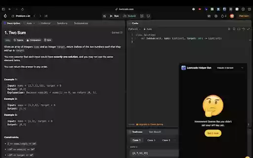 Leetcode Helper Bot from Chrome web store to be run with OffiDocs Chromium online Leetcode Helper Bot from Chrome web store to be run with OffiDocs Chromium online