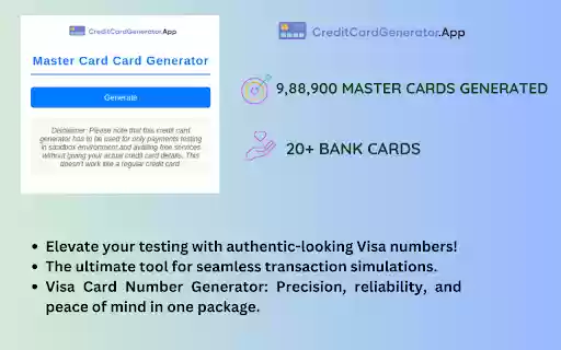 Master Card Number Generator from Chrome web store to be run with OffiDocs Chromium online Master Card Number Generator from Chrome web store to be run with OffiDocs Chromium online