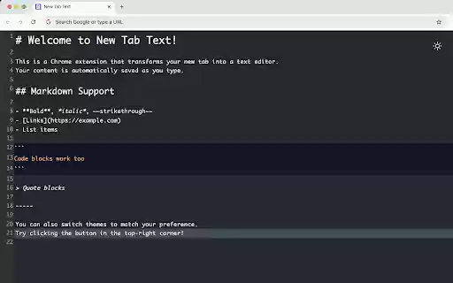 New Tab Text from Chrome web store to be run with OffiDocs Chromium online New Tab Text from Chrome web store to be run with OffiDocs Chromium online