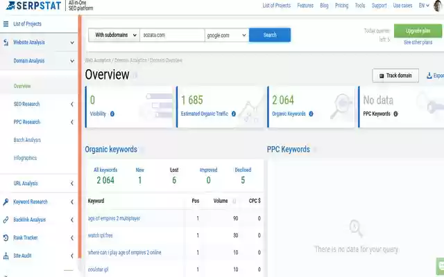 Open in Serpstat Domain analytics from Chrome web store to be run with OffiDocs Chromium online Open in Serpstat Domain analytics from Chrome web store to be run with OffiDocs Chromium online