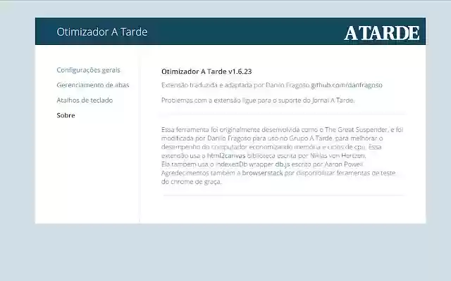Otimizador A Tarde from Chrome web store to be run with OffiDocs Chromium online Otimizador A Tarde from Chrome web store to be run with OffiDocs Chromium online