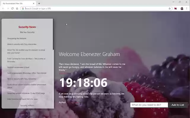 Personalized New Tab from Chrome web store to be run with OffiDocs Chromium online Personalized New Tab from Chrome web store to be run with OffiDocs Chromium online