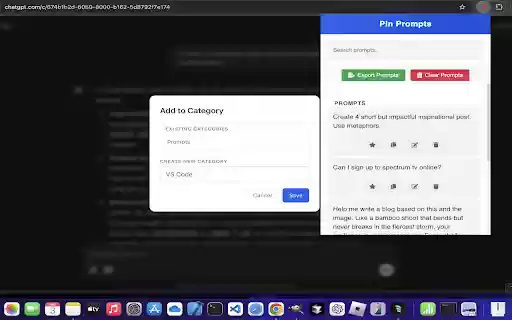 Pin Prompts For ChatGPT and Claude from Chrome web store to be run with OffiDocs Chromium online Pin Prompts For ChatGPT and Claude from Chrome web store to be run with OffiDocs Chromium online