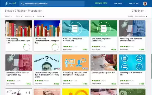 PrepEd GRE Exam Preparation from Chrome web store to be run with OffiDocs Chromium online PrepEd GRE Exam Preparation from Chrome web store to be run with OffiDocs Chromium online