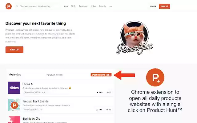 Product Hunt™ Tabs from Chrome web store to be run with OffiDocs Chromium online Product Hunt™ Tabs from Chrome web store to be run with OffiDocs Chromium online