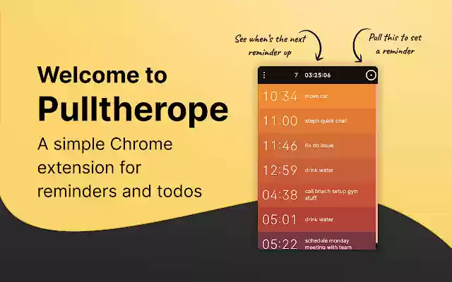 Pulltherope Simple reminders from Chrome web store to be run with OffiDocs Chromium online Pulltherope Simple reminders from Chrome web store to be run with OffiDocs Chromium online