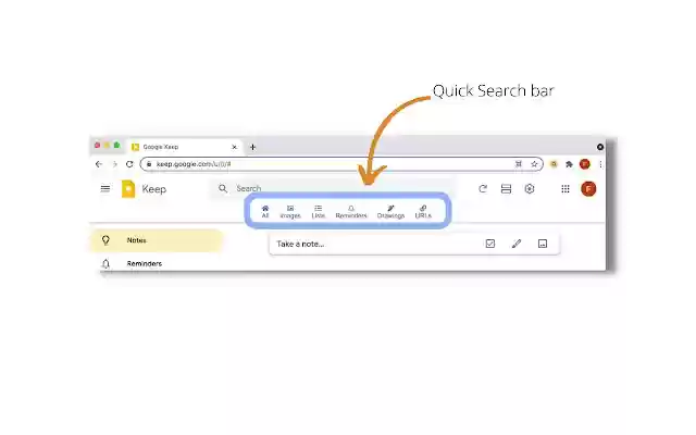 Quick Search Bar for Google Keep™ from Chrome web store to be run with OffiDocs Chromium online Quick Search Bar for Google Keep™ from Chrome web store to be run with OffiDocs Chromium online