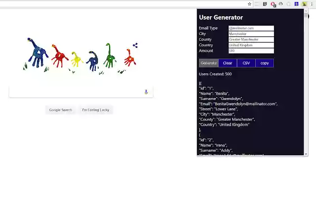 Random User Generator from Chrome web store to be run with OffiDocs Chromium online Random User Generator from Chrome web store to be run with OffiDocs Chromium online