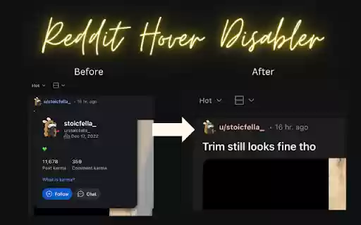 Reddit Hover Disabler from Chrome web store to be run with OffiDocs Chromium online Reddit Hover Disabler from Chrome web store to be run with OffiDocs Chromium online