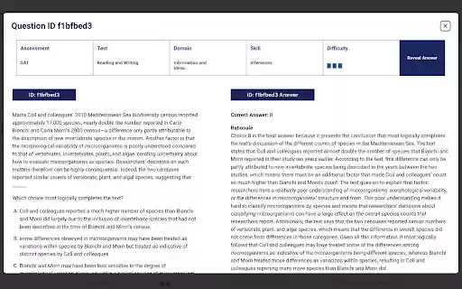 SAT® Question Bank Answer Hider from Chrome web store to be run with OffiDocs Chromium online SAT® Question Bank Answer Hider from Chrome web store to be run with OffiDocs Chromium online
