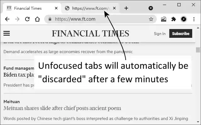Simple Discard Tab from Chrome web store to be run with OffiDocs Chromium online Simple Discard Tab from Chrome web store to be run with OffiDocs Chromium online