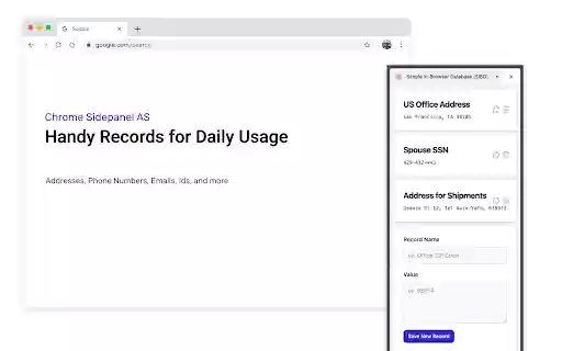 Simple In Browser Database (SIBD) from Chrome web store to be run with OffiDocs Chromium online Simple In Browser Database (SIBD) from Chrome web store to be run with OffiDocs Chromium online