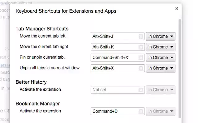 Tab Manager Shortcuts from Chrome web store to be run with OffiDocs Chromium online Tab Manager Shortcuts from Chrome web store to be run with OffiDocs Chromium online