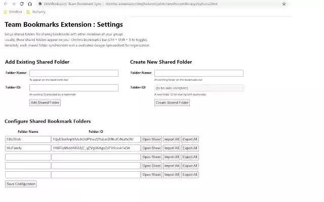 Team Bookmark Folders by EliteWork from Chrome web store to be run with OffiDocs Chromium online Team Bookmark Folders by EliteWork from Chrome web store to be run with OffiDocs Chromium online