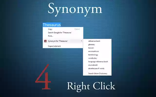 Thesaurus: Synonym 4 Right Click from Chrome web store to be run with OffiDocs Chromium online Thesaurus: Synonym 4 Right Click from Chrome web store to be run with OffiDocs Chromium online